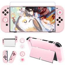 OLDZHU Różowe Etui do Nintendo Switch OLED z Osłoną Szkła Hartowanego