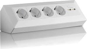 Narożna listwa zasilająca Schuko z USB do kuchni i biura