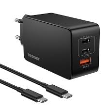 TECKNET 65W Ładowarka USB C z 3 portami PD3.0/QC4.0 - Szybkie Ładowanie GaN