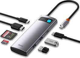 Baseus Metal Gleam - Koncentrator USB Czarny WKWG020113