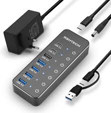 Aktywny koncentrator USB C 3.2 z 7 portami i zasilaczem RSHTECH